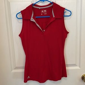 Women’s Red Sleeveless Adidas Golf Polo